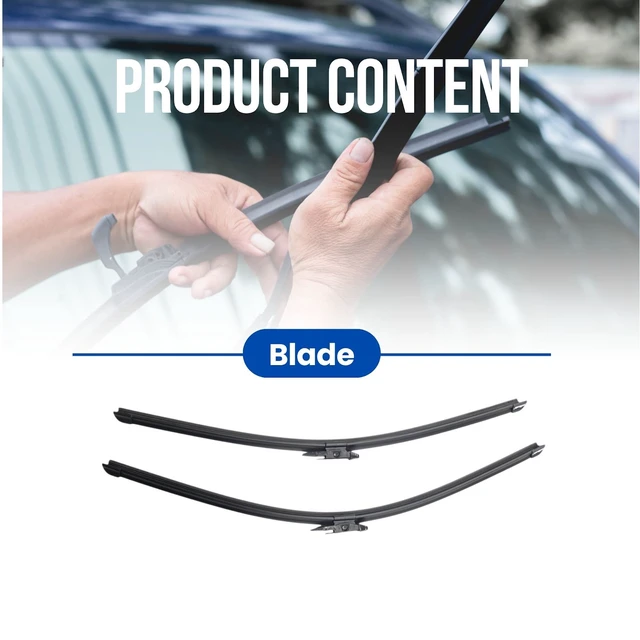 Alt view image 2 of 7 - Silbak Muson Pro Flat Wiper Blade Set Compatible with Smart Fortwo 2007-2014, Driver Side 23 in (580 mm) Passenger Side 21 in (530 mm)