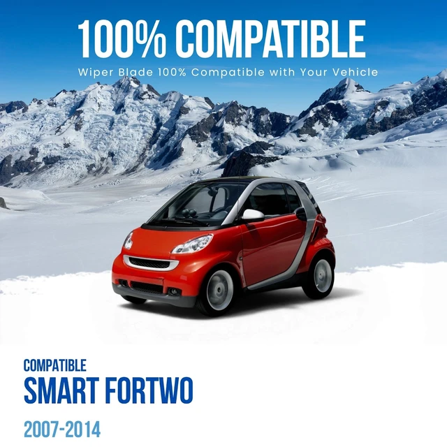 Alt view image 3 of 7 - Silbak Muson Pro Flat Wiper Blade Set Compatible with Smart Fortwo 2007-2014, Driver Side 23 in (580 mm) Passenger Side 21 in (530 mm)