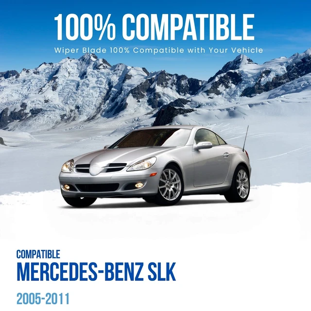 Alt view image 3 of 7 - Silbak MUSON PRO Front Flat Wiper Blade 2-Piece Set compatible with Mercedes-Benz SLK 2005-2011, Driver Side 22 in (550 mm) Passenger Side 22 in (550 mm)