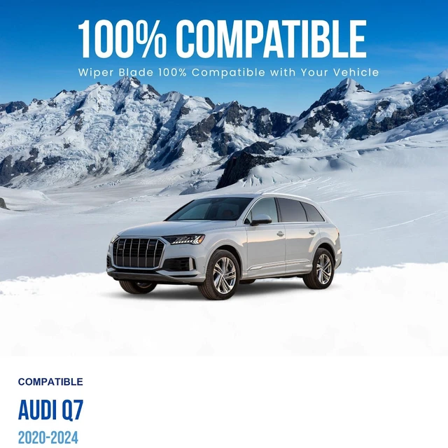 Alt view image 3 of 7 - Silbak Wiper Blade compatible with Audi Q7 2020-2024 Front Set of Two, Driver Side 28 in (700 mm), Passenger Side 20 in (500 mm), Muson Pro Premium Flat Wiper Blades