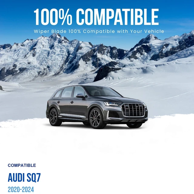 Alt view image 3 of 7 - Silbak Wiper Blade compatible with Audi SQ7 2020-2024, Front Set of Two, Driver Side 28 in (700 mm), Passenger Side 20 in (500 mm)