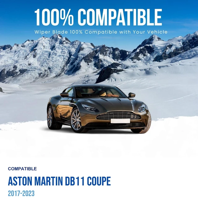 Alt view image 3 of 7 - Silbak Wiper Blade compatible with Aston Martin DB11 Coupe 2017-2023, Front Set of Two, Driver Side 26 in (650 mm), Passenger Side 26 in (650 mm), Premium Flat Wiper Blades