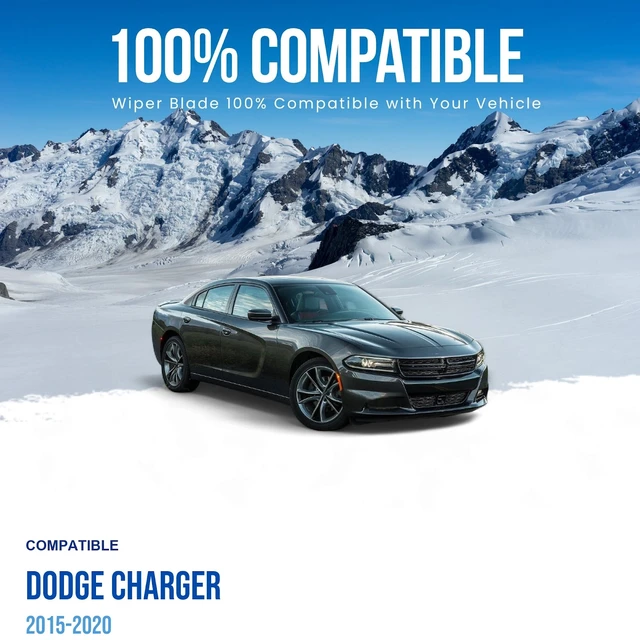 Alt view image 3 of 7 - Silbak Wiper Blade compatible with Dodge Charger 2015-2020, Front Set of Two, Driver Side 24 in (600 mm), Passenger Side 21 in (530 mm)