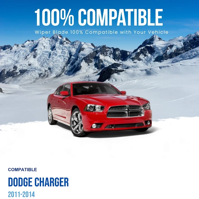 Alt view image 3 of 7 - Silbak Muson Pro Premium Flat Wiper Blade Set compatible with Dodge Charger 2011-2014, Front Set of Two, Driver Side 24 in (600 mm), Passenger Side 21 in (530 mm)