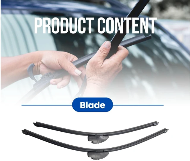 Alt view image 2 of 7 - Silbak Muson Pro Flat Wiper Blade compatible with Chevrolet Malibu 2008-2012, Front Set of Two with Clips, Driver Side 24 in (600 mm), Passenger Side 21 in (530 mm)