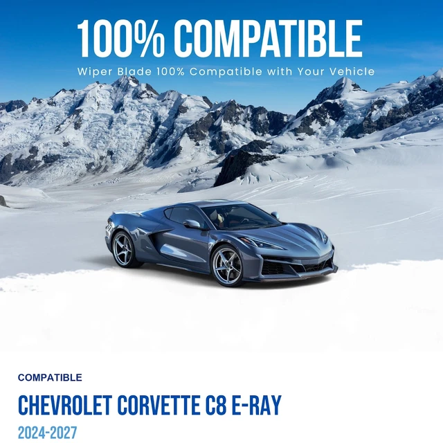 Alt view image 3 of 7 - Silbak Wiper Blade compatible with Chevrolet Corvette C8 E-Ray 2024-2027 Front Set of Two Driver Side 24" (600 mm) Passenger Side 21" (530 mm)
