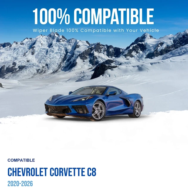 Alt view image 3 of 7 - Silbak Wiper Blade compatible with Chevrolet Corvette C8 2020-2026 Front Set of Two, Driver Side 24" (600 mm), Passenger Side 21" (530 mm)