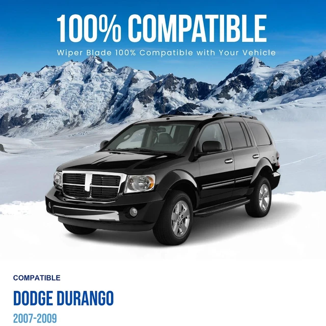 Alt view image 3 of 7 - Silbak Wiper Blade Set compatible with Dodge Durango 2007-2009, Front 2-Piece, Driver 26 in, Passenger 20 in