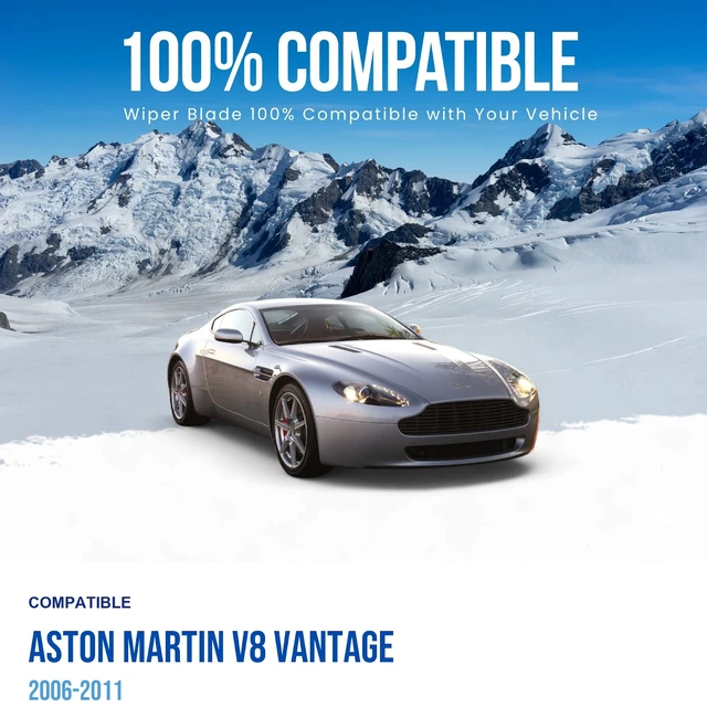 Alt view image 3 of 7 - Silbak Wiper Blade compatible with Aston Martin V8 Vantage 2006-2011 Front Set of Two, Driver Side 26 in (650 mm), Passenger Side 20 in (500 mm), Vehicle-Specific Clips