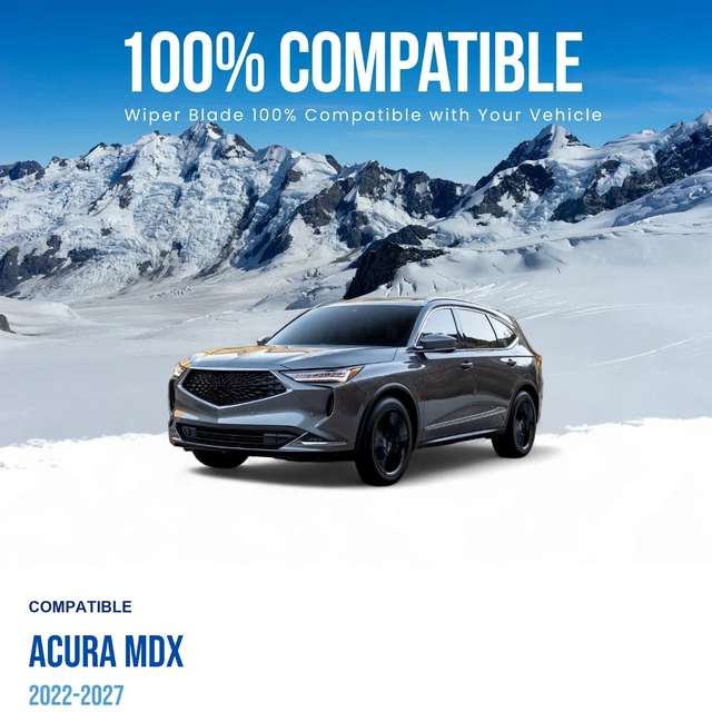 Alt view image 3 of 7 - Silbak Flat Wiper Blade compatible with Acura MDX 2022-2027, Front 2-Piece Set, Driver Side 26 in (650 mm), Passenger Side 20 in (500 mm)