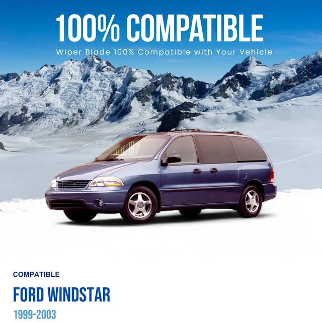 Alt view image 3 of 7 - Silbak Wiper Blade Set compatible with Ford Windstar 1999-2003, Front 2-Piece, Driver 24 in, Passenger 20 in