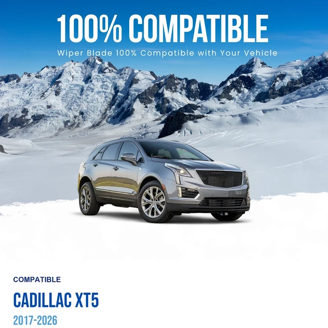 Alt view image 3 of 7 - Silbak Wiper Blade compatible with Cadillac XT5 2017-2026, Front Set of Two, Driver Side 24 in (600 mm), Passenger Side 20 in (500 mm)