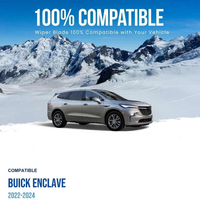 Alt view image 3 of 7 - Silbak Wiper Blade compatible with Buick Enclave 2022-2024 Front Set of Two, Driver Side 24 in (600 mm), Passenger Side 20 in (500 mm), MUSON PRO Flat Windshield Wipers