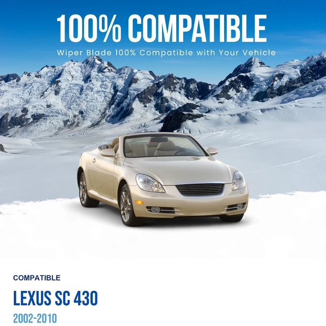 Alt view image 3 of 7 - Silbak Wiper Blade compatible with Lexus SC 430 2002-2010 Front Set of Two, Driver Side 24 in (600 mm), Passenger Side 20 in (500 mm)