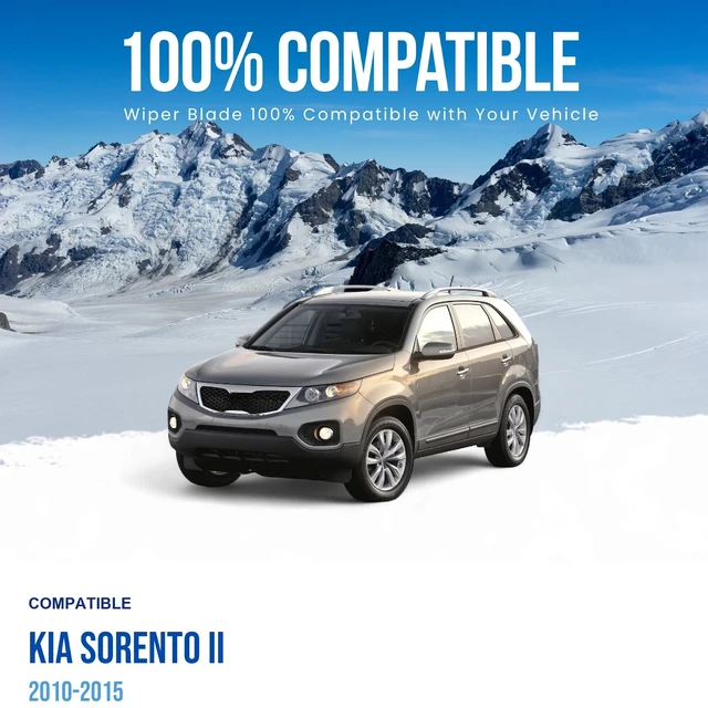 Alt view image 3 of 7 - Silbak Wiper Blade compatible with Kia Sorento II 2010-2015, Front Set of Two, Driver Side 24 in (600 mm), Passenger Side 20 in (500 mm)