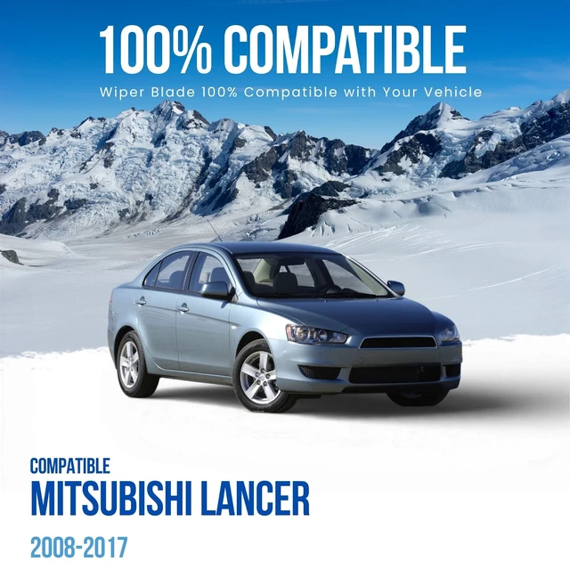 Alt view image 2 of 7 - Silbak Muson Pro Premium Flat Wiper Blades, compatible with Mitsubishi Lancer 2008-2017, Driver Side 24 in (600 mm) Passenger Side 20 in (500 mm), 100% Compatible