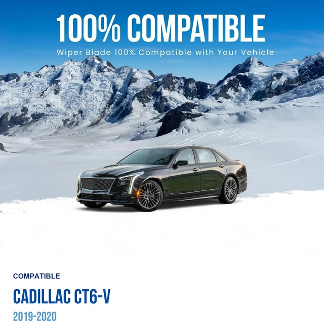 Alt view image 3 of 7 - Silbak Wiper Blade compatible with Cadillac CT6-V 2019-2020 Front Set of Two, Driver Side 24" (600 mm), Passenger Side 18" (450 mm)