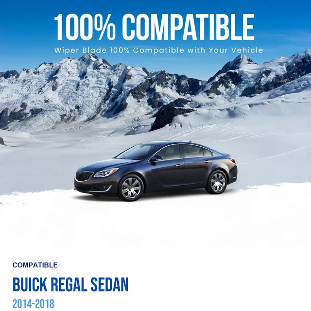 Alt view image 3 of 7 - Silbak Wiper Blade Set compatible with Buick Regal Sedan 2014-2018, Front Premium Flat Wiper Blades, Driver Side 24" (600 mm), Passenger Side 18" (450 mm)
