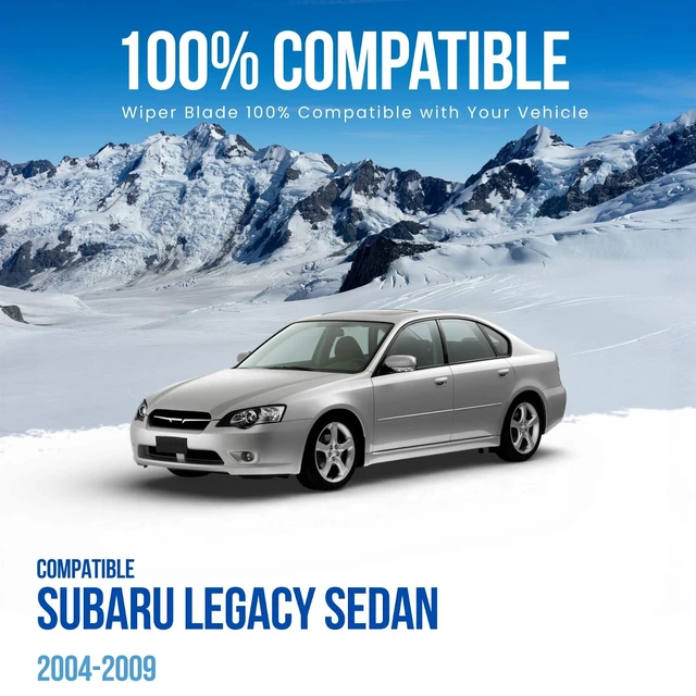 Alt view image 2 of 7 - Silbak MUSON PRO Premium Flat Wiper Blades compatible with Subaru Legacy Sedan 2004-2009 Front Set of Two, Driver Side 24 in (600 mm) Passenger Side 18 in (450 mm)