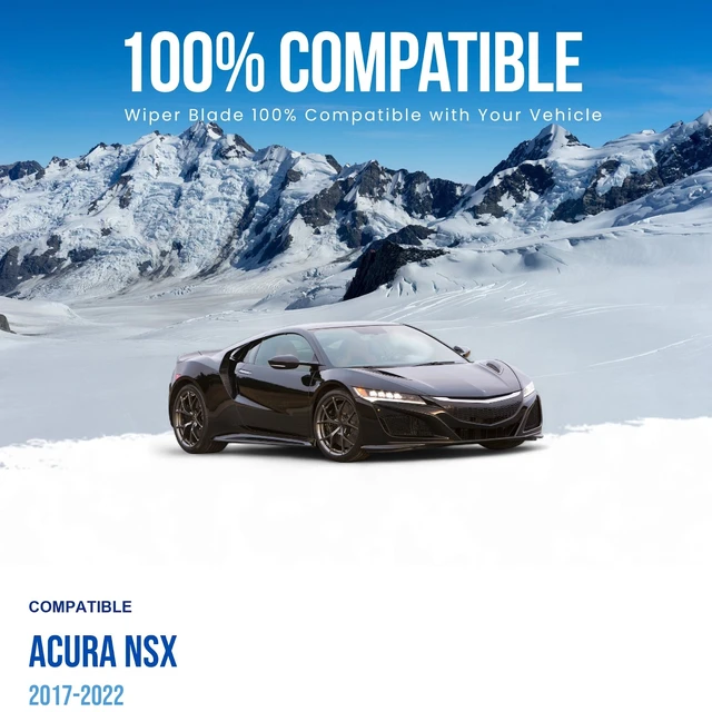 Alt view image 3 of 6 - Silbak Wiper Blade compatible with Acura NSX 2017-2022 Front Set, Driver Side 26 in (650 mm), Passenger Side 24 in (600 mm)