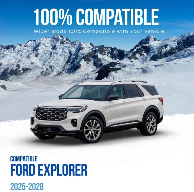 Alt view image 2 of 7 - Silbak Muson Pro Premium Flat Windshield Wiper Blade Front Set Compatible with Ford Explorer 2025-2028 Driver Side 26 in/650 mm Passenger Side 22 in/550 mm