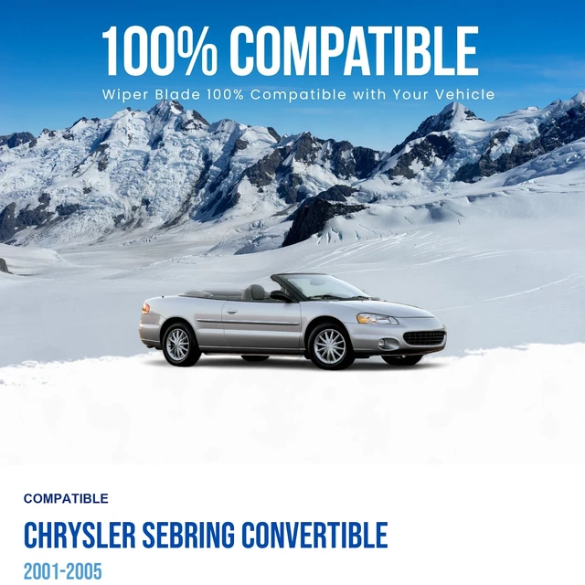 Alt view image 3 of 7 - Silbak Wiper Blade Set compatible with Chrysler Sebring Convertible 2001-2005, Front Driver Side 22 in (550 mm), Passenger Side 21 in (530 mm)