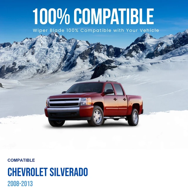 Alt view image 3 of 7 - Silbak Wiper Blade compatible with Chevrolet Silverado 2008-2013, Front Set of Two, Driver Side 22 in (550 mm), Passenger Side 21 in (530 mm)