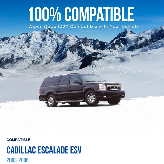 Alt view image 3 of 7 - Silbak Wiper Blade compatible with Cadillac Escalade ESV 2003-2006 Front Windshield Set of Two, Driver Side 22" (550 mm), Passenger Side 21" (530 mm)