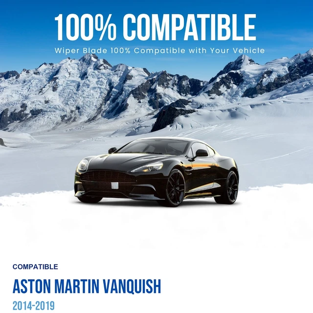 Alt view image 3 of 7 - Silbak Wiper Blade compatible with Aston Martin Vanquish 2014-2019 Front Set of Two, Driver Side 26" (650 mm), Passenger Side 20" (500 mm), Premium Flat Wiper Blades