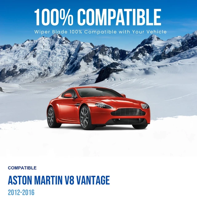 Alt view image 3 of 7 - Silbak Wiper Blade Set compatible with Aston Martin V8 Vantage 2012-2016 Front Driver Side 26 in (650 mm) Passenger Side 20 in (500 mm)