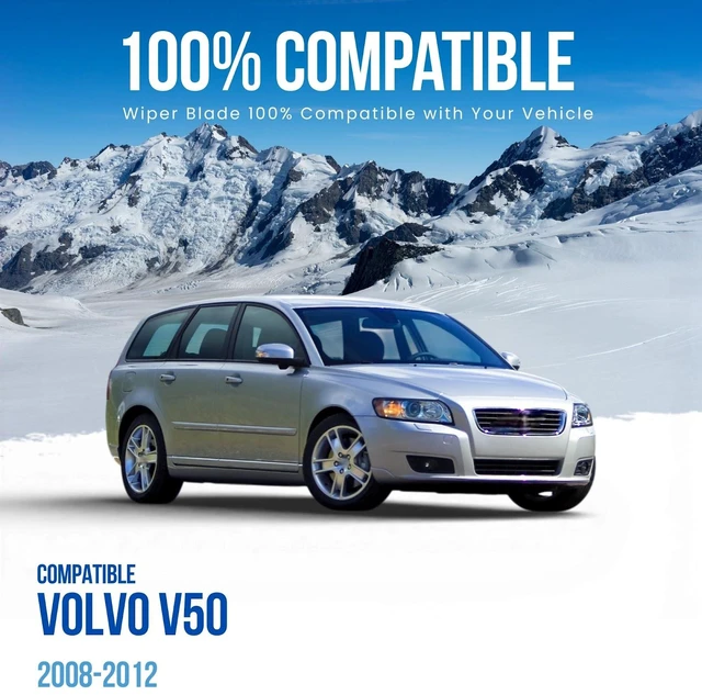 Alt view image 2 of 7 - Silbak Muson Pro Flat Wiper Blade Set Compatible with Volvo V50 2008-2012 Driver Side 26 in (650 mm) Passenger Side 20 in (500 mm)