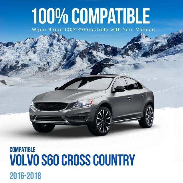 Alt view image 2 of 7 - Silbak MUSON PRO Flat Wiper Blade 2-Piece Set Compatible with Volvo S60 Cross Country 2016-2018 Front Driver Side 26 in (650 mm) Passenger Side 20 in (500 mm)