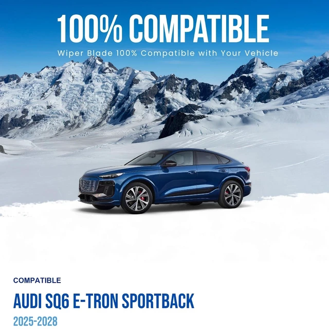 Alt view image 3 of 6 - Silbak Wiper Blade compatible with Audi SQ6 e-tron Sportback 2025-2028, Front Set of Two, Driver Side 26 in (650 mm), Passenger Side 21 in (530 mm), Muson Pro Flat