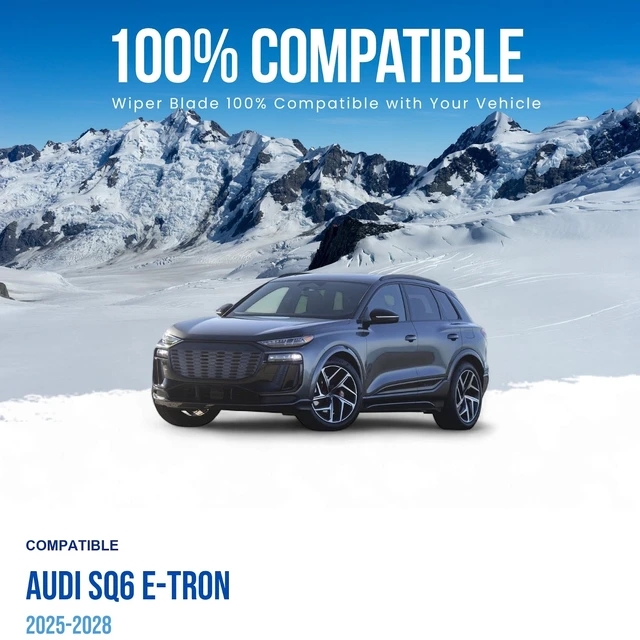 Alt view image 3 of 6 - Silbak Wiper Blade compatible with Audi SQ6 e-tron 2025-2028 Front Set of Two, Driver Side 26" (650 mm), Passenger Side 21" (530 mm), Muson Pro Flat Wiper Blade