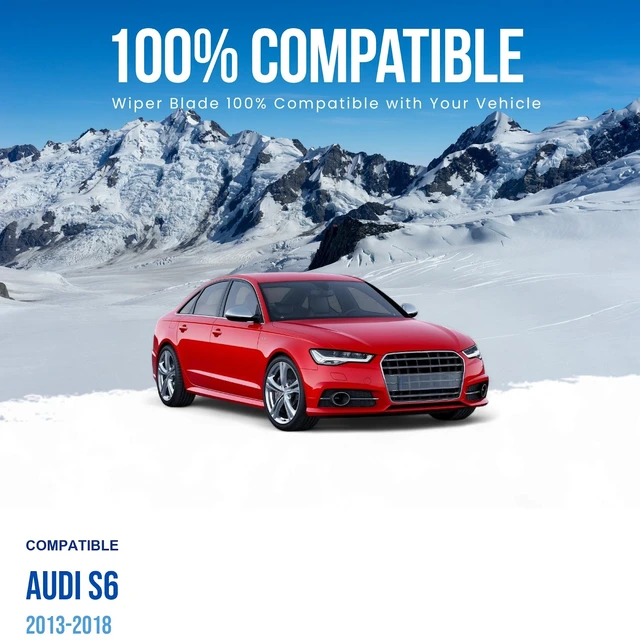 Alt view image 3 of 6 - Silbak Front Wiper Blade compatible with Audi S6 2013-2018, Set of Two, Driver Side 26" (650 mm), Passenger Side 21" (530 mm), Muson Pro Flat Blade