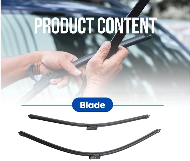 Alt view image 3 of 6 - Silbak Muson Pro Flat Windshield Wiper Blades, Compatible with Porsche Cayenne 2019-2023, Driver Side 26 in (650 mm) Passenger Side 21 in (530 mm), Front Set of 2