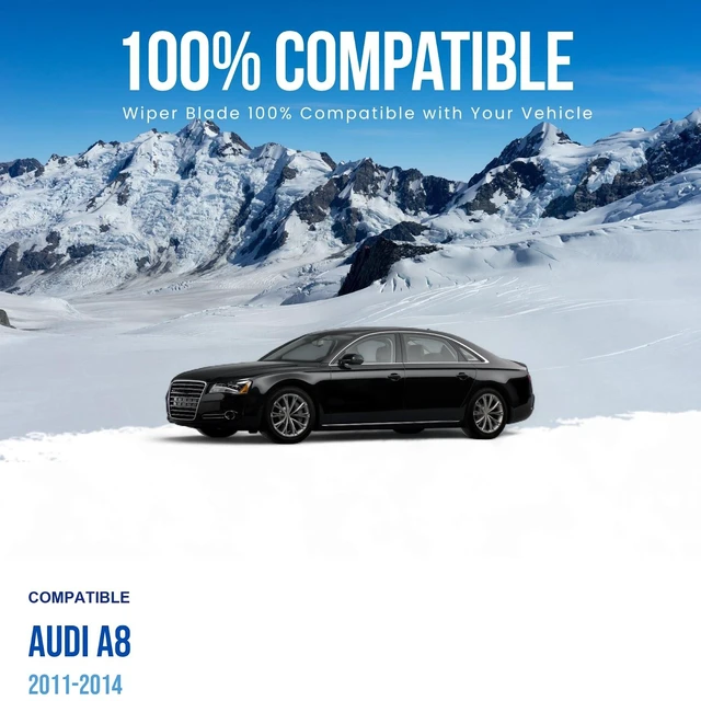 Alt view image 3 of 6 - Silbak Wiper Blade compatible with Audi A8 2011-2014, MUSON PRO Premium Flat Front Set of Two, Driver Side 26" (650 mm), Passenger Side 21" (530 mm)