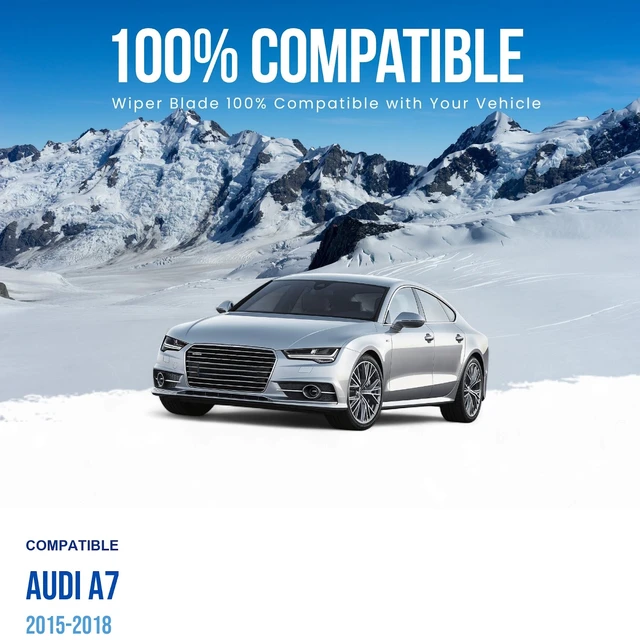 Alt view image 3 of 6 - Silbak Wiper Blade compatible with Audi A7 2015-2018, Muson Pro Premium Flat Front Set of Two, Driver Side 26 in (650 mm), Passenger Side 21 in (530 mm)