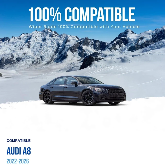 Alt view image 3 of 5 - Silbak Wiper Blade compatible with Audi A8 2022-2026 Front Set of Two, Driver Side 25" (630 mm), Passenger Side 20" (500 mm), Muson Pro Premium Flat Wiper Blades