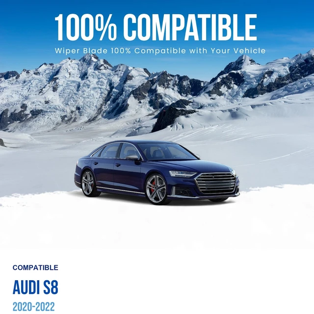Alt view image 3 of 5 - Silbak Wiper Blades compatible with Audi S8 2020-2022 2-Piece Front Set, Driver Side 25" (630 mm), Passenger Side 20" (500 mm), Muson Pro Flat Wiper Blades