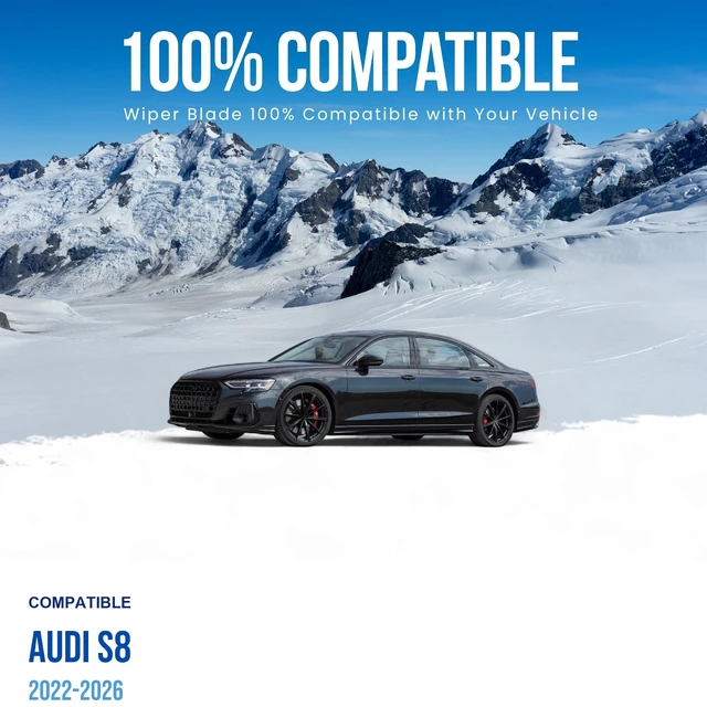 Alt view image 3 of 5 - Silbak Front Windshield Wiper Blade Set of Two compatible with Audi S8 2022-2026, Driver Side 25" (630 mm), Passenger Side 20" (500 mm), Premium Flat Wiper Blades