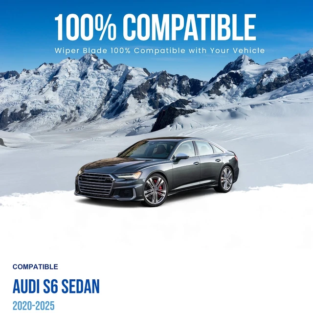 Alt view image 3 of 5 - Silbak Wiper Blade 2-Piece Set compatible with Audi S6 Sedan 2020-2025 Front Driver Side 25 in (630 mm) Passenger Side 20 in (500 mm) Flat Wiper Blades