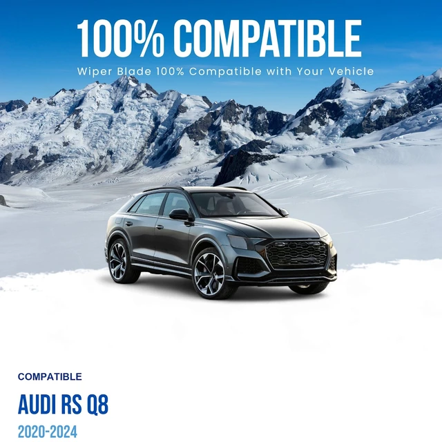 Alt view image 3 of 5 - Silbak Wiper Blade compatible with Audi RS Q8 2020-2024, Front Set of Two, Driver Side 25 in (630 mm), Passenger Side 20 in (500 mm), Muson Pro Premium Flat Wiper Blades