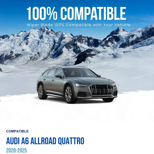 Alt view image 3 of 5 - Silbak Wiper Blade Set compatible with Audi A6 Allroad Quattro 2020-2025 Front Set of Two Driver Side 25" (620 mm) Passenger Side 20" (500 mm)