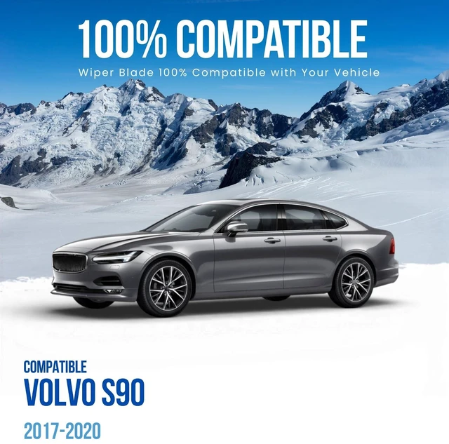 Alt view image 2 of 5 - Silbak Front Windshield Wiper Blade Set compatible with Volvo S90 2017-2020 Driver Side 25 in (630 mm) Passenger Side 20 in (500 mm) Premium Flat Wiper Blades