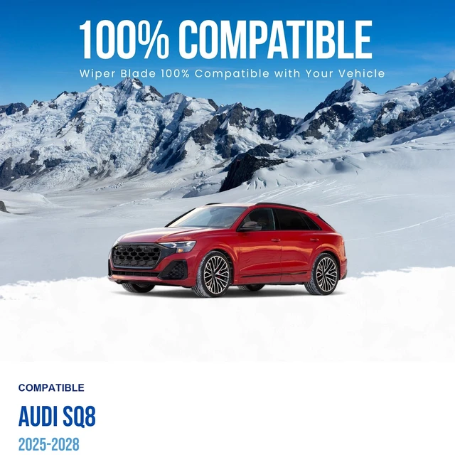 Alt view image 3 of 5 - Silbak Flat Wiper Blade Set of Two compatible with Audi SQ8 2025-2028 Front Windshield Driver Side 25" (630 mm) Passenger Side 20" (500 mm) Vehicle-Specific Clips