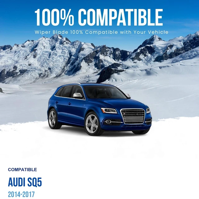 Alt view image 3 of 6 - Silbak Wiper Blade compatible with Audi SQ5 2014-2017 Front Set of Two, Driver Side 24 in (600 mm), Passenger Side 20 in (500 mm), Muson Pro Flat Blades