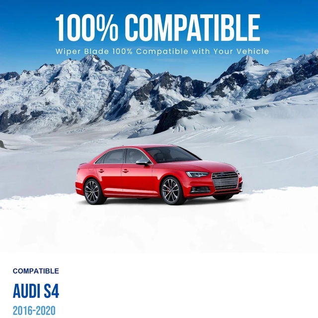 Alt view image 3 of 6 - Silbak Wiper Blade compatible with Audi S4 2016-2020, Front Set of Two, Driver Side 24 in (600 mm), Passenger Side 20 in (500 mm), Flat Wiper Blades