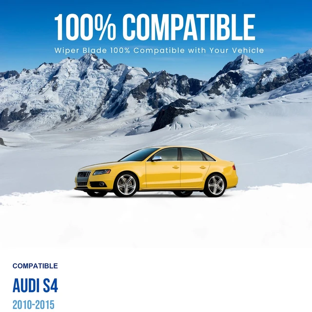 Alt view image 3 of 6 - Silbak Wiper Blade Set compatible with Audi S4 2010-2015, Front, Driver Side 24" (600 mm), Passenger Side 20" (500 mm), Muson Pro Flat Blades