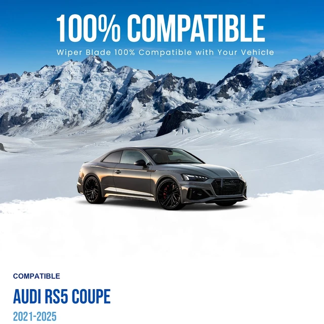 Alt view image 3 of 6 - Silbak Wiper Blade Set compatible with Audi RS5 Coupe 2021-2025, Front Windshield, Set of Two, Driver Side 24 in (600 mm), Passenger Side 20 in (500 mm), Muson Pro Premium Flat